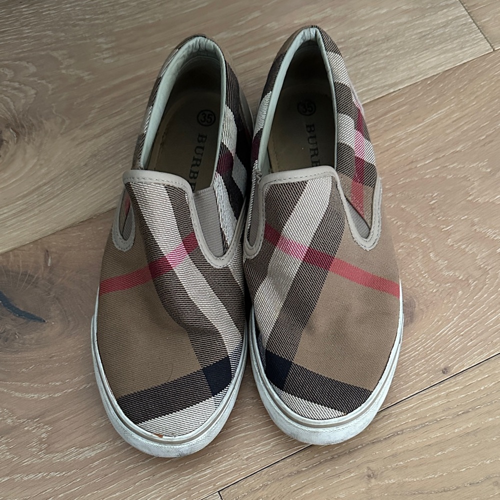 Burberry Checkered Canvas Slip-Ons